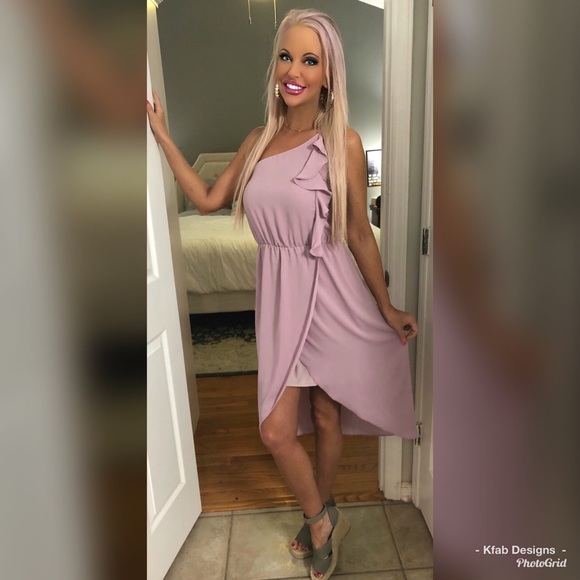 ❤️LAST! Lavender One Shoulder Tulip Hem Dress! - Picture 2 of 4